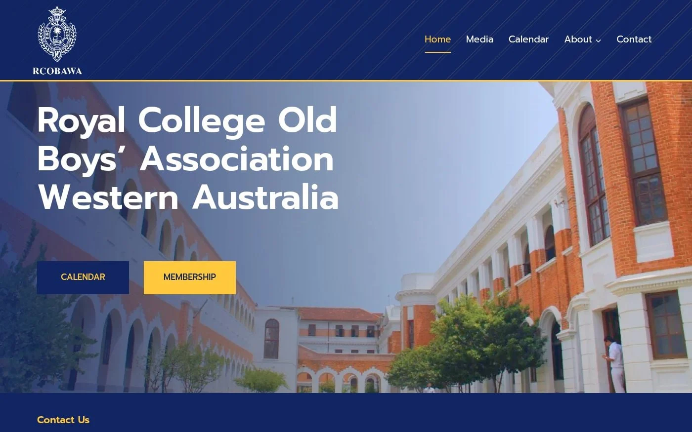 RCOBAWA website on desktop