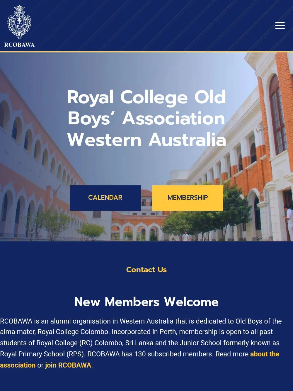 RCOBAWA website on tablet